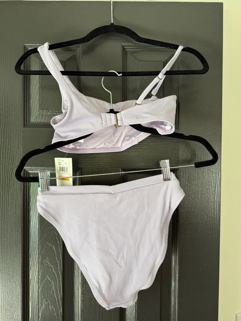 BECCA One-Shoulder Ribbed Bikini Set in Light Lavender - Picture 3 of 7
